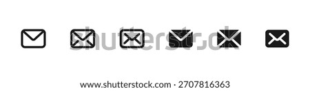 Mail icon set. Closed envelope symbol for messages and email vector illustration. Communication element for inbox or sending letters sign. Simple correspondence pictogram concept.