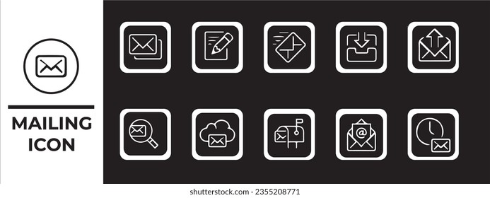 Mail Icon Set. Contains such Icons as Inbox, Letter, Attachment, Envelope and more. Expanded Stroke
