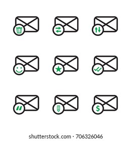 mail icon set, Contains such Icons as document, letter, folder, network