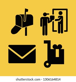 mail icon set with delivery, mail box and envelope vector illustration