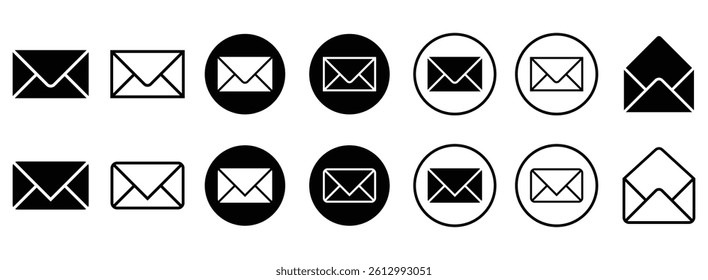 Mail icon set. Email icon envelope. Vector illustration.