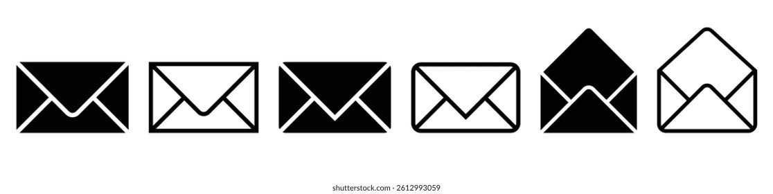 Mail icon set. Email icon envelope. Vector illustration.