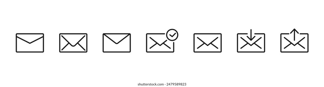 Mail icon set. Email and letters icons. Vector illustration.