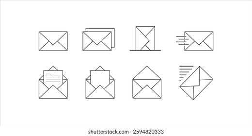 Mail icon set. Email and letters icons. Vector illustration.