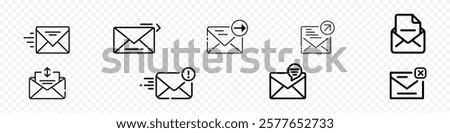 Mail icon set. Email and letters icons. Envelope mail icon set. newsletter web buttons.