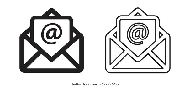 Conjunto de iconos de correo. Vector de iconos de correo electrónico. Icono de correo conjunto de iconos sólidos y de línea.