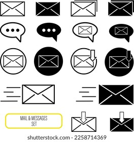 Mail icon set. email icon vector. E-mail icon. Envelope illustration