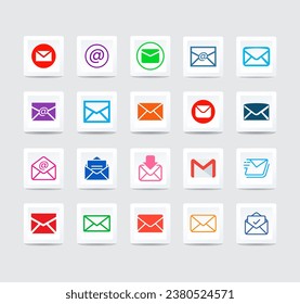 Mail icon set. email icon vector. E-mail icon. Envelope illustration