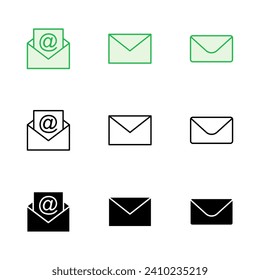 Mail icon set. email icon vector. E-mail icon. Envelope illustration