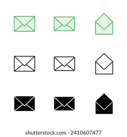 Mail icon set. email icon vector. E-mail icon. Envelope illustration