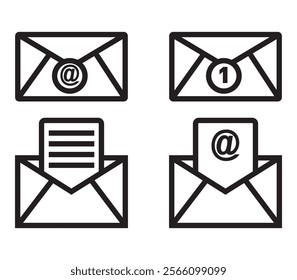 Mail icon set. email icon vector. E-mail icon. Envelope illustration