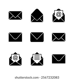 Mail icon set. email icon vector. E-mail icon. Envelope illustration