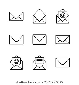 Mail icon set. email icon vector. E-mail icon. Envelope illustration