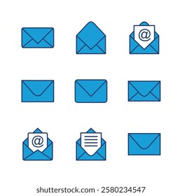 Mail icon set. email icon vector. E-mail icon. Envelope illustration