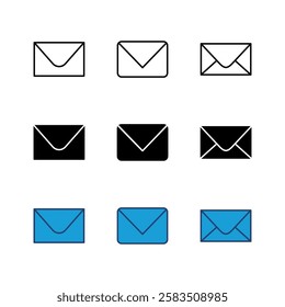 Mail icon set. email icon vector. E-mail icon. Envelope illustration