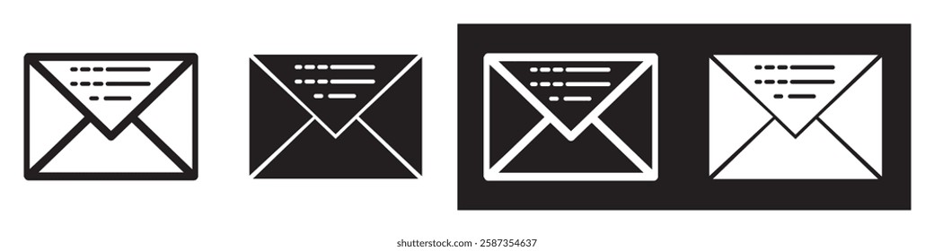 Mail icon set. email icon vector. E-mail icon. Envelope illustration.