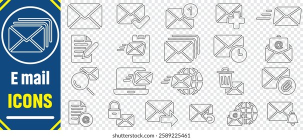 Mail icon set. email icon vector. E-mail icon. Envelope illustration. Envelope,  Mail icon vector for web, computer and mobile app. vector illustration.