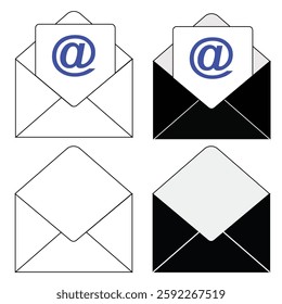 Mail icon set. email icon vector. E-mail icon. Envelope illustration