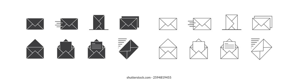 Mail icon set. email icon vector. E-mail icon. Envelope illustration