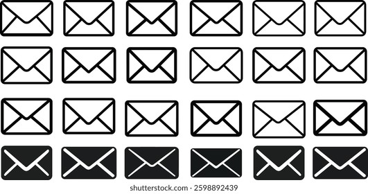 Mail icon set. email icon vector. E-mail icon. Envelope illustration
