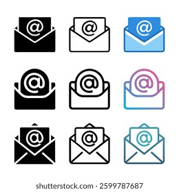 Mail icon set. email icon vector. E-mail icon. Envelope illustration