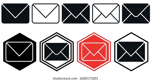 Mail icon set. email icon vector. Email and letters icons