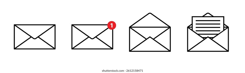 Mail icon set. email icon vector. E-mail icon. Envelope illustration. message envelope mail	