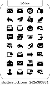 Mail icon set. email icon vector. E-mail icon. Envelope illustration