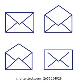 Conjunto de iconos de correo. Vector de iconos de correo electrónico. Icono de correo electrónico. Icono del Vector del sobre, Vector del correo. Vector aislado en el fondo blanco.