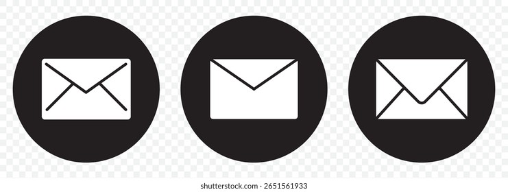 Mail icon set. email icon vector. E-mail icon. Envelope illustration. Email logo Icon vector illustration. Envelope or email simple icons set designed in filled on Transparent Background. EPS 10.