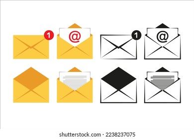 Conjunto de iconos de correo. Icono sobre. Correo y correo electrónico en un entorno aislado. Ilustración vectorial.