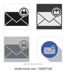 Mail icon. Set of flat style. Vector illustration.