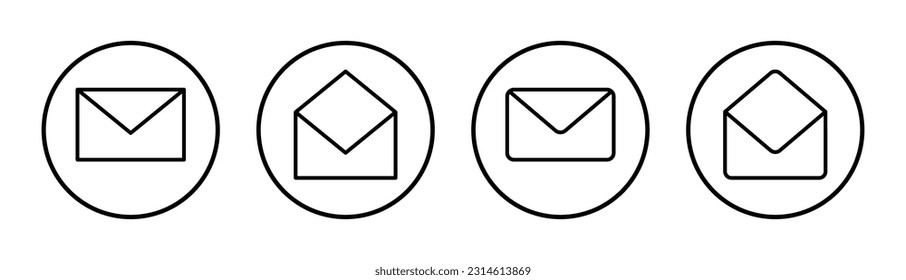 Ilustración de conjunto de iconos de correo. signo y símbolo de correo electrónico. Icono de correo electrónico. Icono de sobre