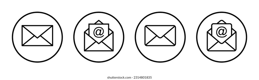 Ilustración de conjunto de iconos de correo. signo y símbolo de correo electrónico. Icono de correo electrónico. Icono de sobre