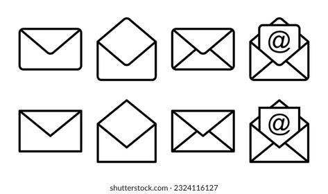 Mail icon set illustration. email sign and symbol. E-mail icon. Envelope icon