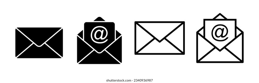 Ilustración de conjunto de iconos de correo. signo y símbolo de correo electrónico. Icono de correo electrónico. Icono de sobre