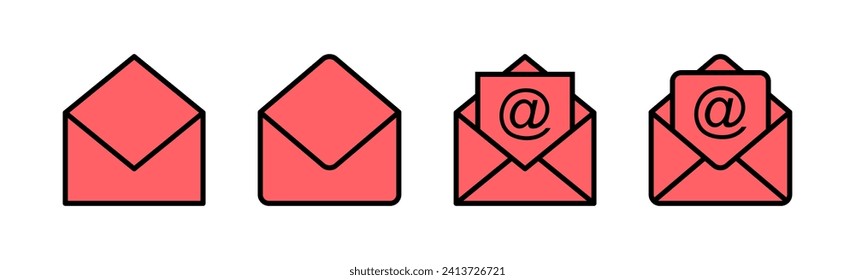 Ilustración de conjunto de iconos de correo. signo y símbolo de correo electrónico. Icono de correo electrónico. Icono de sobre