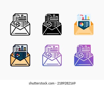 Mail icon set with line, outline, flat, filled, glyph, color, gradient. Editable stroke and pixel perfect. Can be used for digital product, presentation, print design and more.