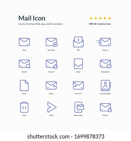 mail icon set line style icon design vector illustration