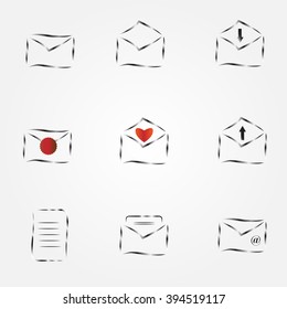 mail icon set metal