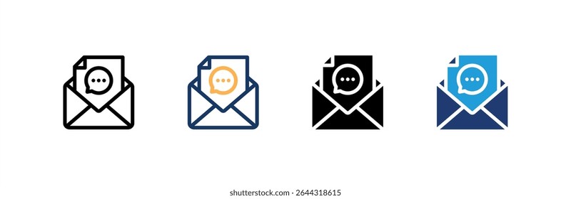 Mail icon set multiple style collection. Vector illustration.