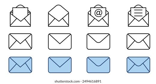 Conjunto de iconos de correo conjunto de colección de iconos simples en color de fondo blanco