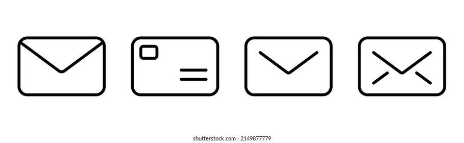 Conjunto de iconos de correo. Símbolo de correo en línea. Juego de iconos de sobre. Señal de correo lineal. Publicar símbolo. Vector de acciones