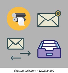 mail icon set. vector set about envelope, email, paper roll and inbox icons set.