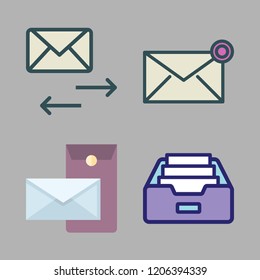 mail icon set. vector set about email, inbox, envelope and postal icons set.