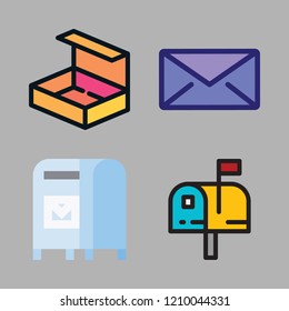 mail icon set. vector set about envelope, open box, mailing and mailbox icons set.