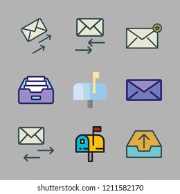 mail icon set. vector set about envelope, mailing, email and mailbox icons set.