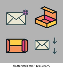 mail icon set. vector set about mailing, email, envelope and open box icons set.