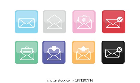 Mail Icon Set. Vector black and white isolated illustration of mail signs