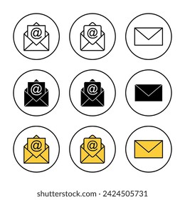 Mail icon set vector. email sign and symbol. E-mail icon. Envelope icon